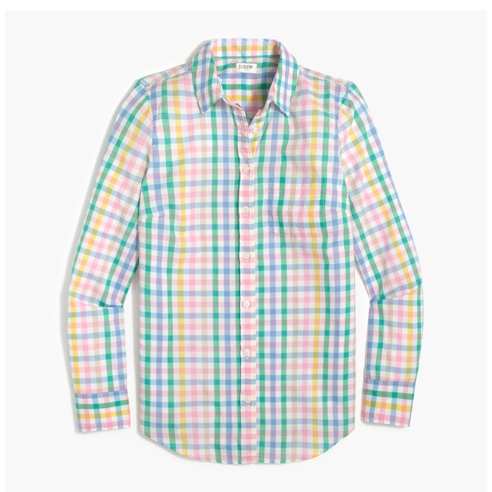 J. Crew  lightweight cotton classic fit Multicolor‎ Gingham Shirt XS